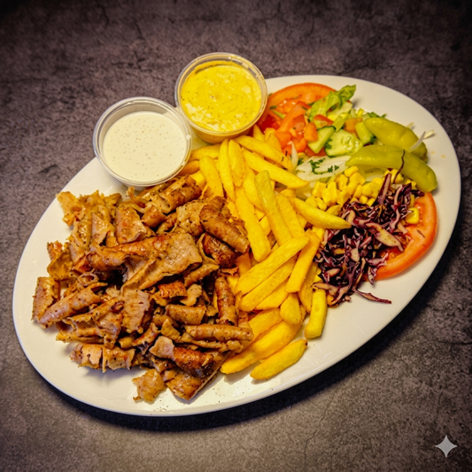 Hackfleischdrehspieß-Teller